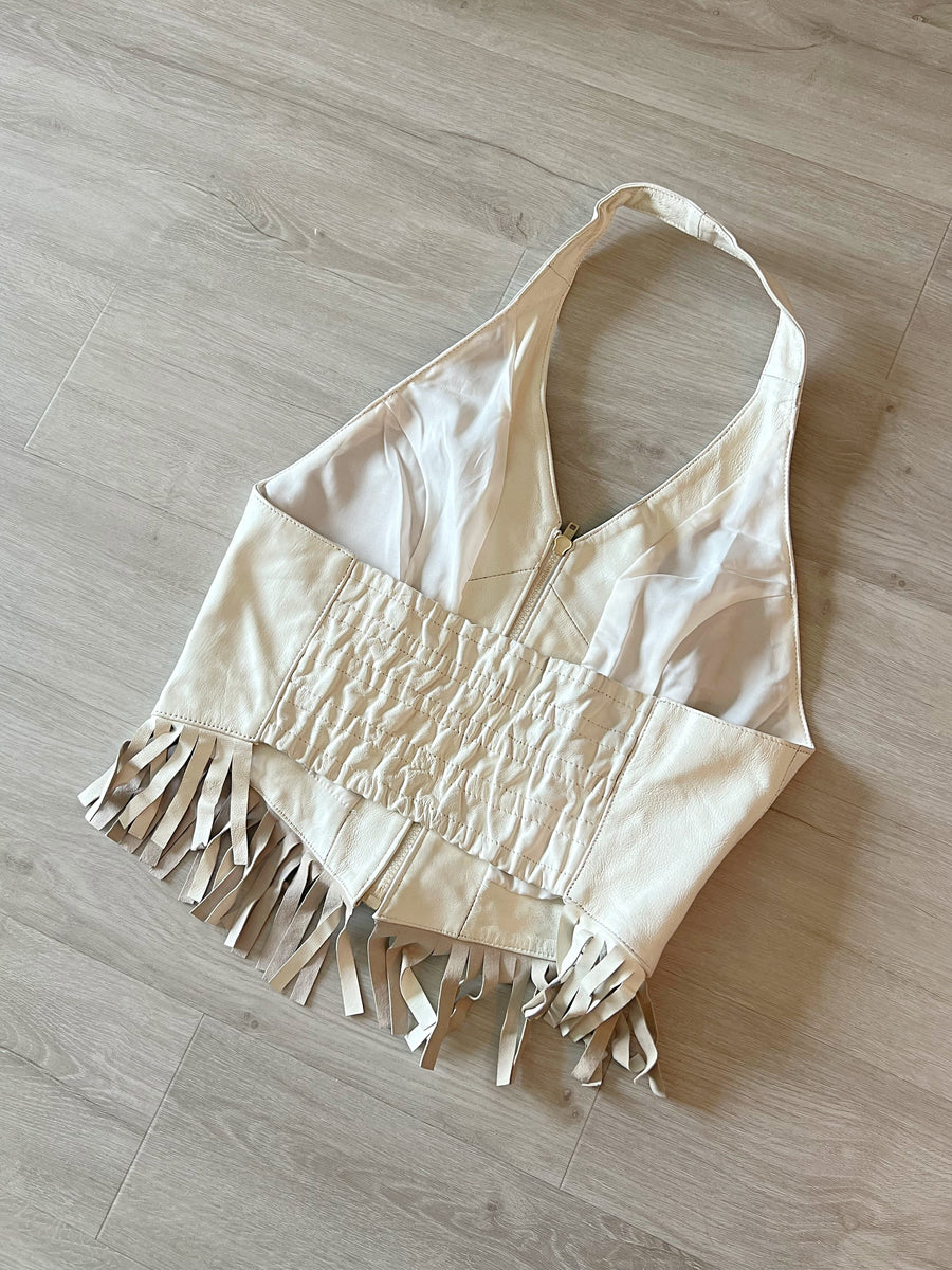 Deadstock Leather Halter Vest Top