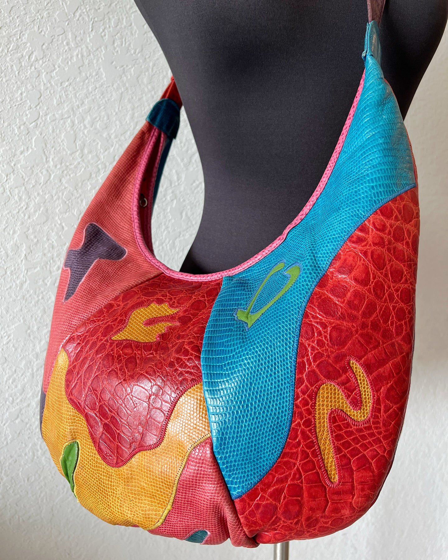 80s Color-block Purse VINTAGE 1980s Shoulder Bag Medium Hobo