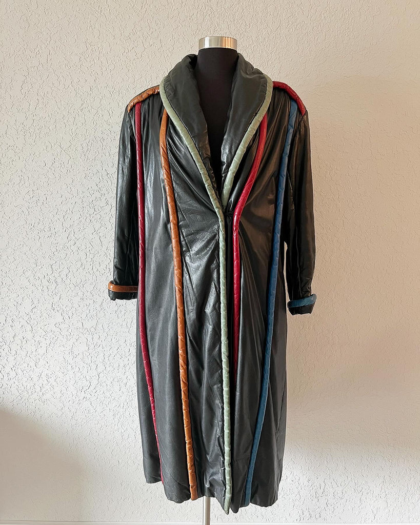 Vintage 80's Rare Black Rainbow Long Leather Coat – Heartbreak Vintage